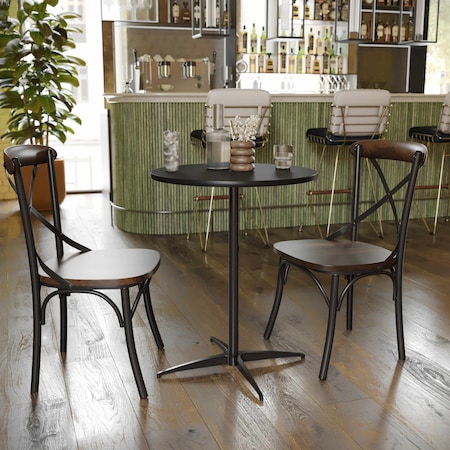 Flash Furniture Lars 24 in Round Wood Cocktail Table with 30 in and 42 in Columns, Black XA-24-COTA-BK-GG